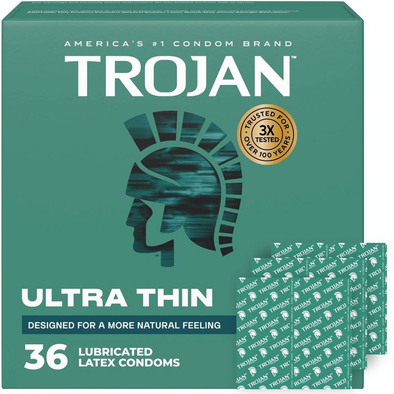 slide 1 of 9, Trojan Ultra Thin for Ultra- Sensitivity Lubricated Condoms - 36ct, 36 ct