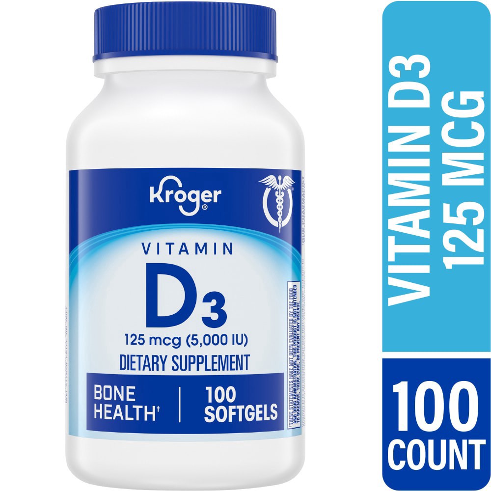 slide 2 of 6, Kroger Vitamin D3 5000 Iu Bone Supplement Softgels, 100 ct