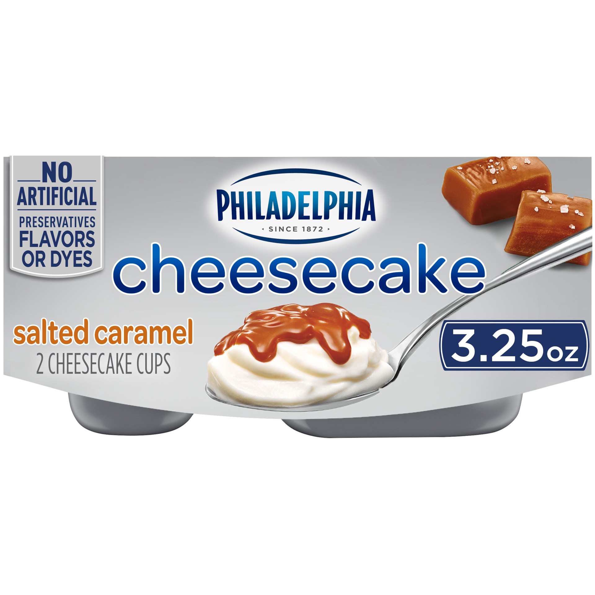 slide 1 of 9, Philadelphia Salted Caramel Cheesecake Cups, 2 ct Pack, 3.25 oz Cups, 2 ct