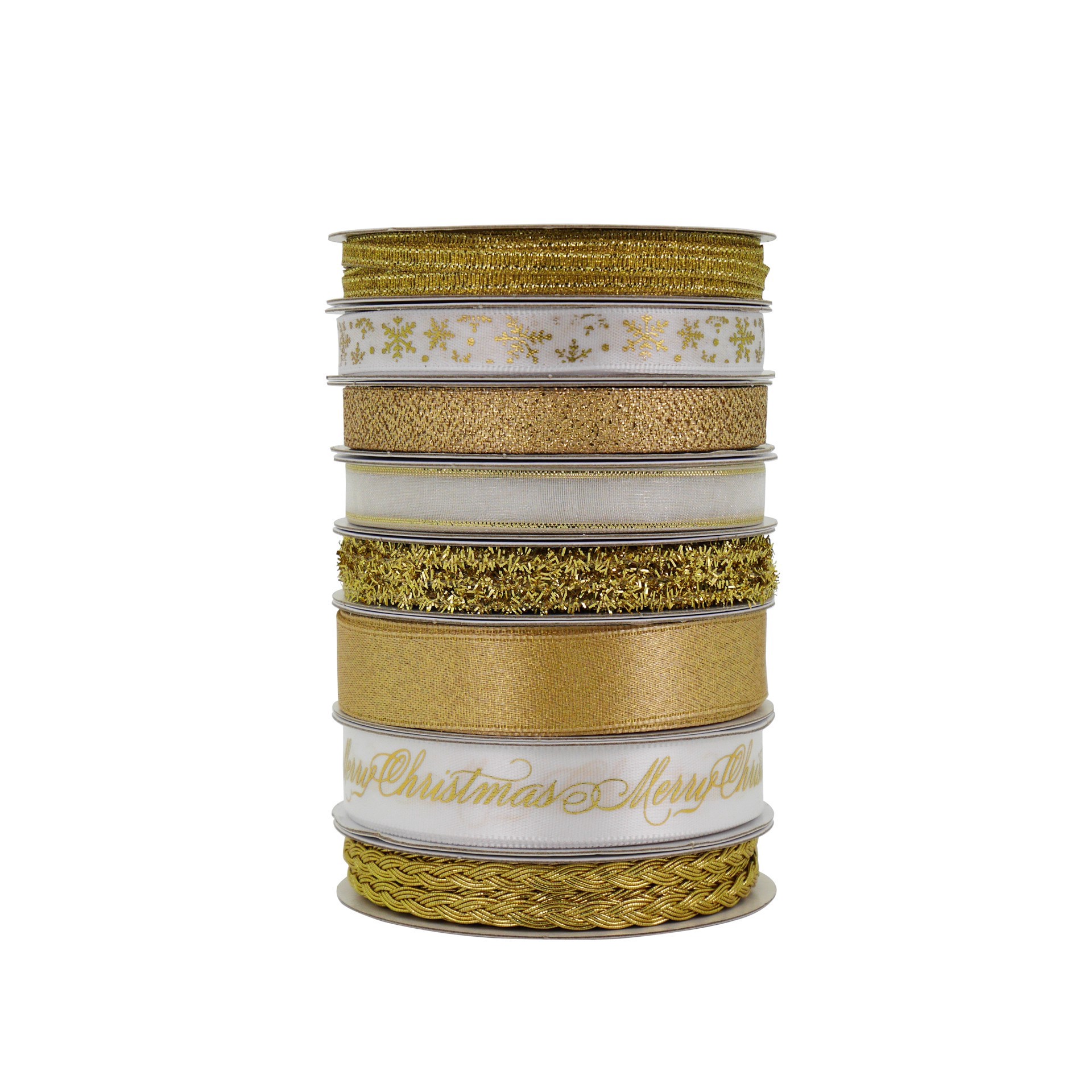slide 3 of 3, Gold Christmas Value Pack Ribbon By Celebrate It, 8 ft