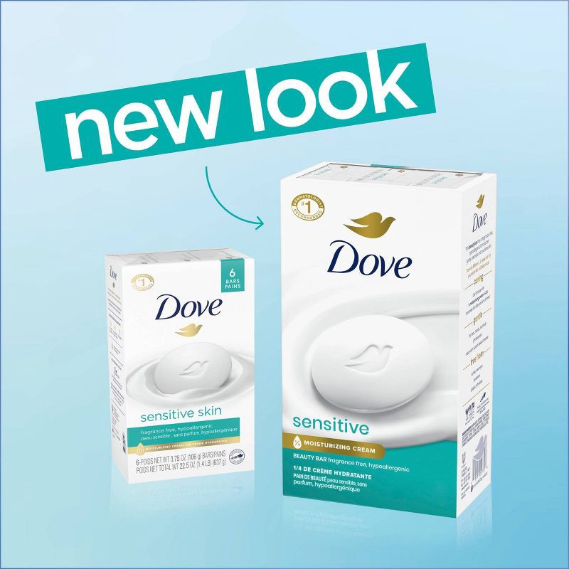 slide 3 of 13, Dove Beauty Sensitive Skin Moisturizing Fragrance-Free Beauty Bar Soap - 4pk/3.75oz each, 4 ct; 3.75 oz
