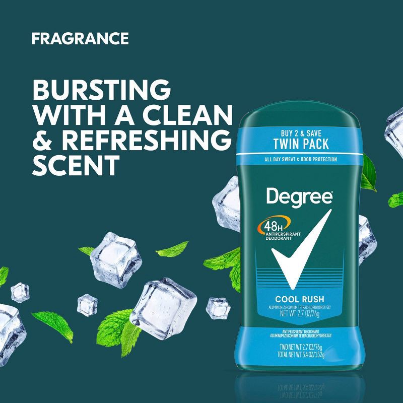 slide 6 of 10, Degree Men Cool Rush 48-Hour Antiperspirant & Deodorant - 2.7oz/2ct, 2 ct; 2.7 oz