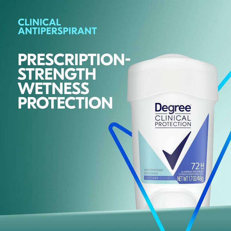 slide 4 of 8, Degree Clinical Protection Shower Clean Antiperspirant & Deodorant Stick - 1.7oz, 1.7 oz