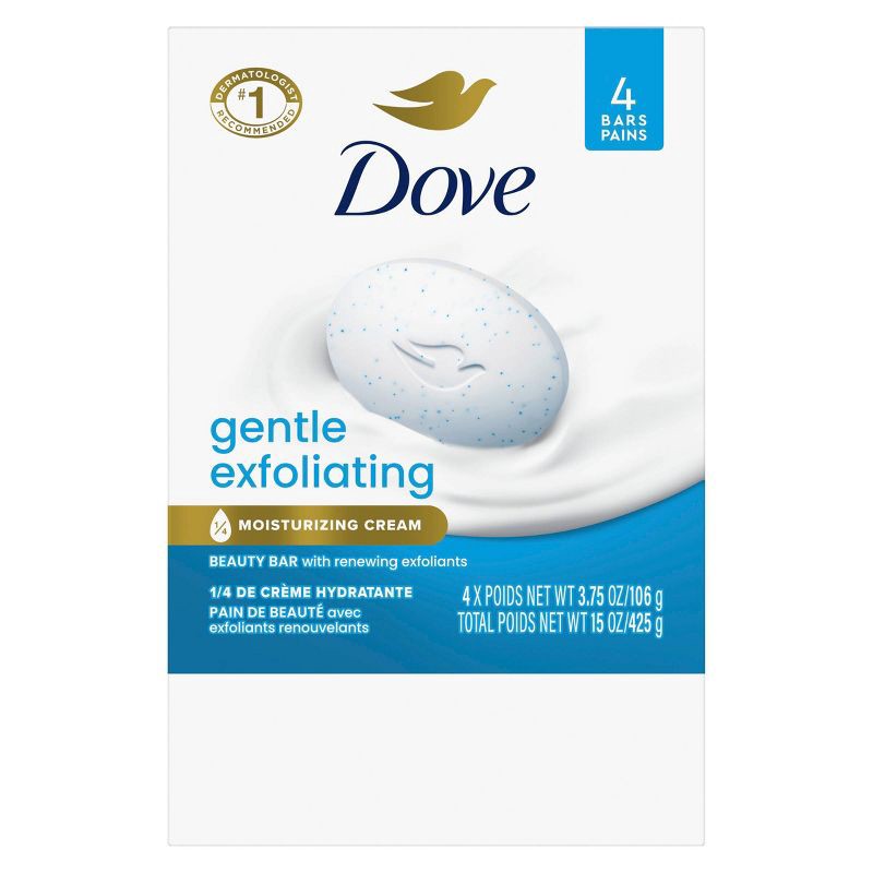 slide 2 of 8, Dove Beauty Gentle Exfoliating Beauty Bar Soap - 4pk - 3.75oz each, 4 ct; 3.75 oz