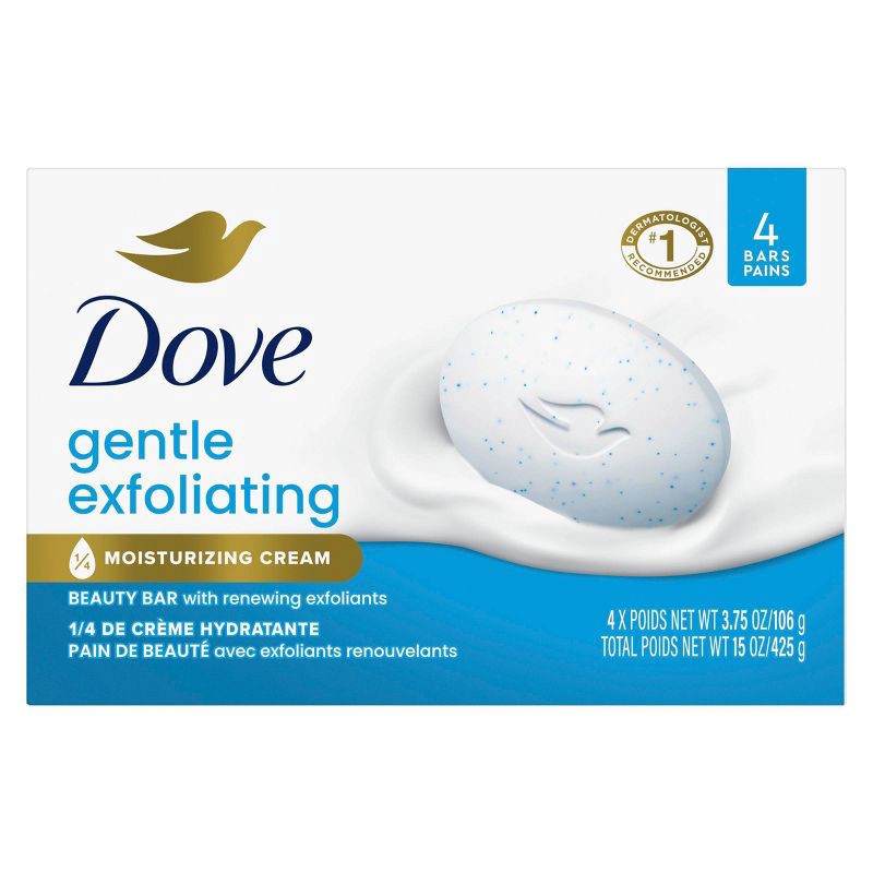 slide 2 of 9, Dove Beauty Gentle Exfoliating Beauty Bar Soap - 4pk - 3.75oz each, 4 ct; 3.75 oz