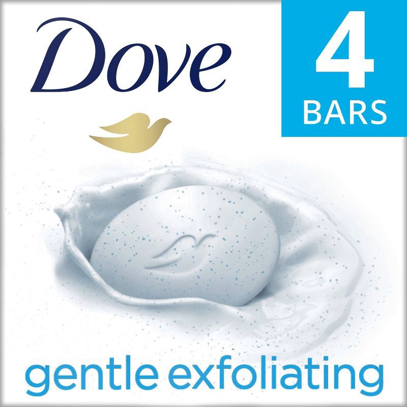 slide 1 of 9, Dove Beauty Gentle Exfoliating Beauty Bar Soap - 4pk - 3.75oz each, 4 ct; 3.75 oz