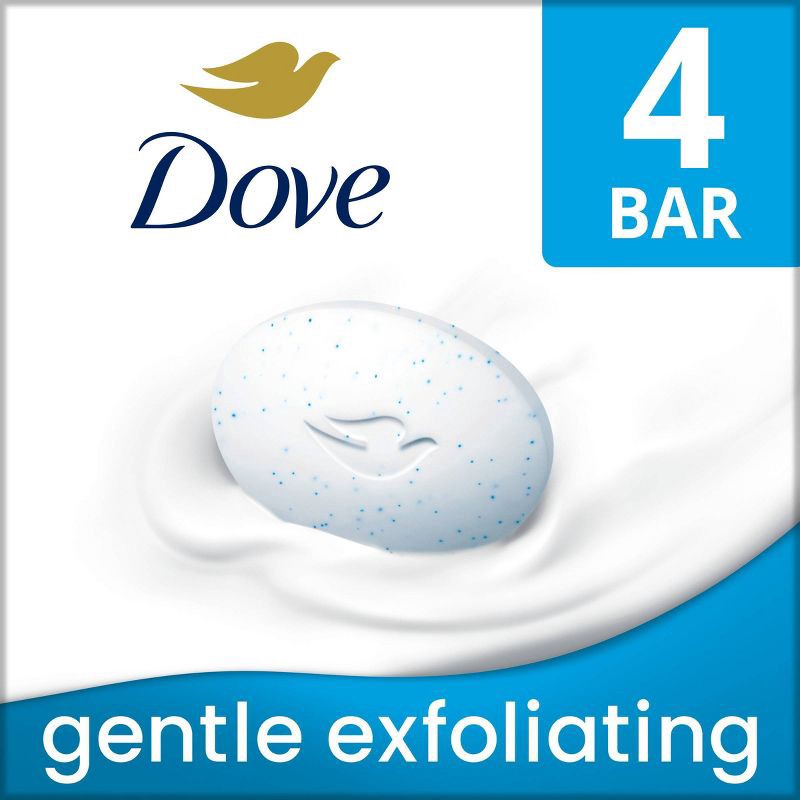 slide 1 of 9, Dove Beauty Gentle Exfoliating Beauty Bar Soap - 4pk - 3.75oz each, 4 ct; 3.75 oz