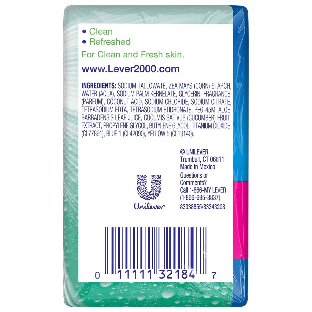 slide 3 of 9, Lever 2000 Aloe & Cucumber Scent Bar Soap, 6 ct, 4 oz