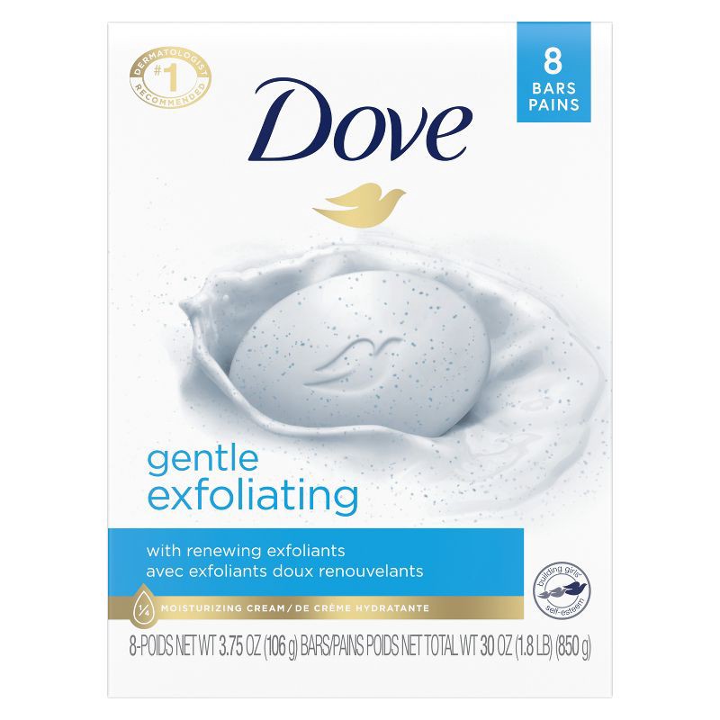 slide 2 of 9, Dove Beauty Gentle Exfoliating Beauty Bar Soap - 8pk - 3.75oz each, 8 ct, 3.75 oz