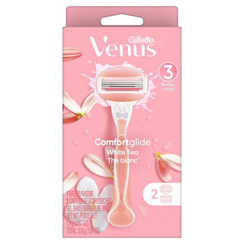 slide 2 of 11, Venus Comfortglide White Tea Women's Razor + 2 Razor Blade Refills, 1 ct