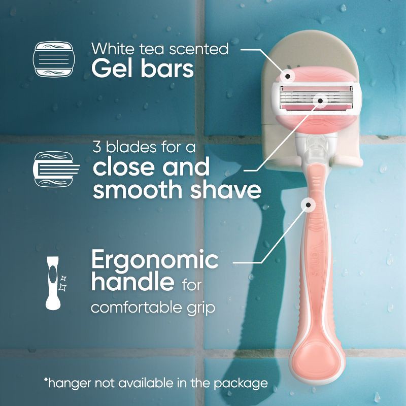 slide 3 of 11, Venus Comfortglide White Tea Women's Razor + 2 Razor Blade Refills, 1 ct