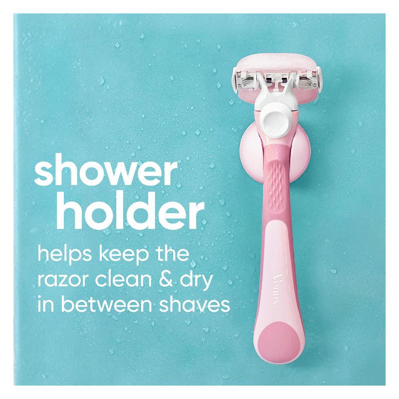 slide 8 of 11, Venus ComfortGlide White Tea Women's Razor Handle, 2 Razor Blade Refills and Shower Holder, 1 ct