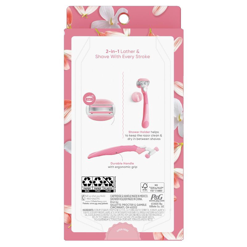 slide 11 of 11, Venus ComfortGlide White Tea Women's Razor Handle, 2 Razor Blade Refills and Shower Holder, 1 ct