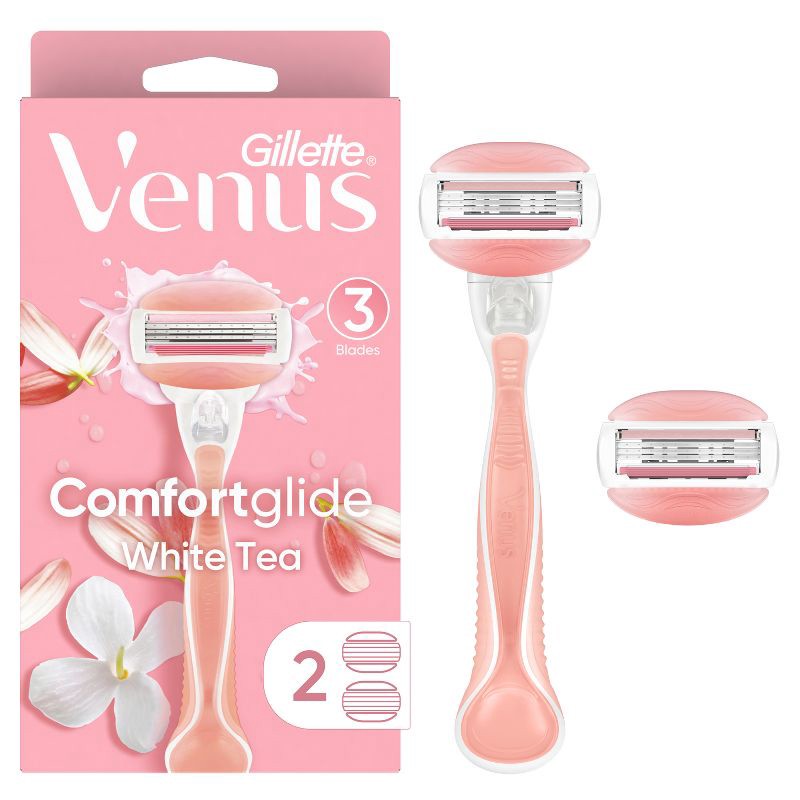 slide 1 of 11, Venus Comfortglide White Tea Women's Razor + 2 Razor Blade Refills, 1 ct