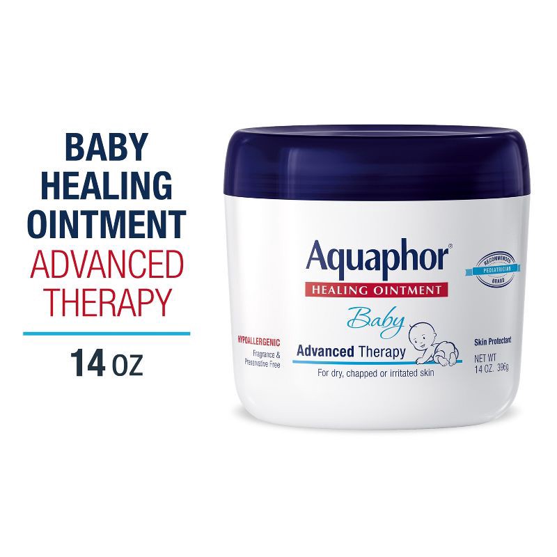 slide 12 of 15, Aquaphor Baby Healing Ointment Advanced Therapy Skin Protectant - Dry Skin and Diaper Rash Ointment Jar - 14oz, 14 oz