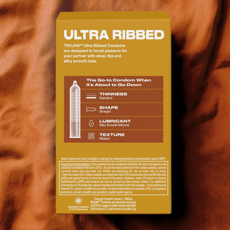 slide 2 of 10, Trojan Ultra Ribbed Lubricated Latex Condoms Value Pack - 36ct, 36 ct