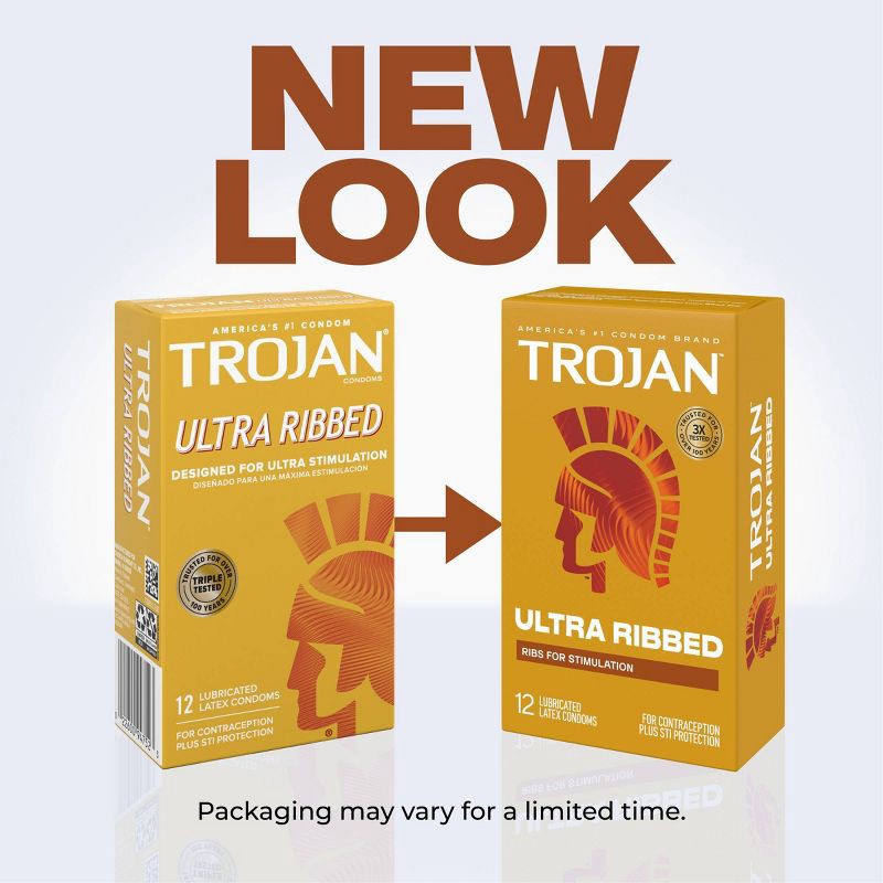 slide 3 of 10, Trojan Ultra Ribbed Lubricated Latex Condoms Value Pack - 36ct, 36 ct