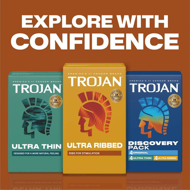 slide 7 of 10, Trojan Ultra Ribbed Lubricated Latex Condoms Value Pack - 36ct, 36 ct