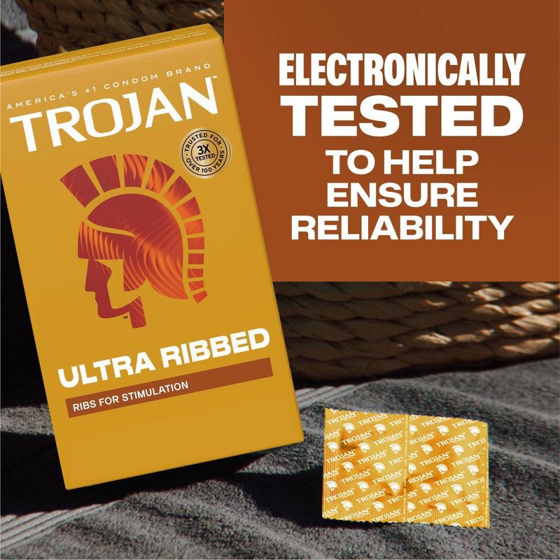 slide 8 of 10, Trojan Ultra Ribbed Lubricated Latex Condoms Value Pack - 36ct, 36 ct