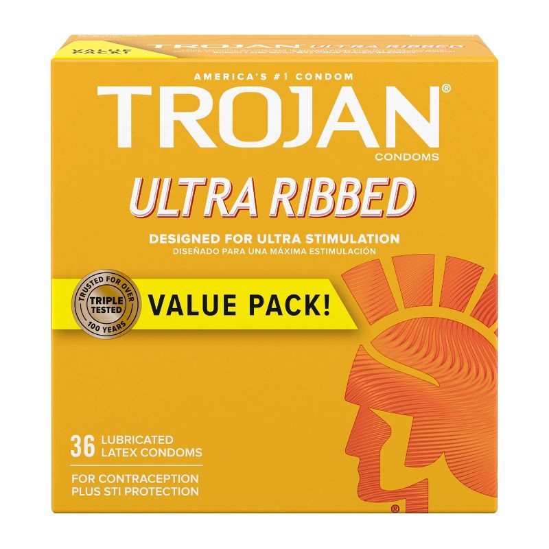 slide 1 of 10, Trojan Ultra Ribbed Lubricated Latex Condoms Value Pack - 36ct, 36 ct
