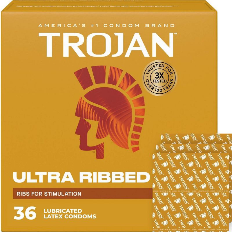 slide 1 of 10, Trojan Ultra Ribbed Lubricated Latex Condoms Value Pack - 36ct, 36 ct