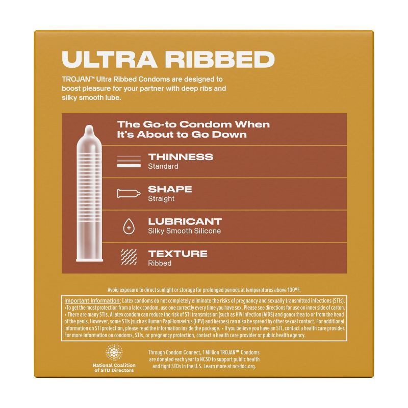 slide 10 of 10, Trojan Ultra Ribbed Lubricated Latex Condoms Value Pack - 36ct, 36 ct