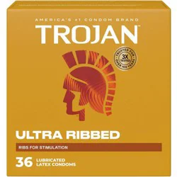 Trojan Ultra Ribbed Lubricated Latex Condoms Value Pack - 36ct