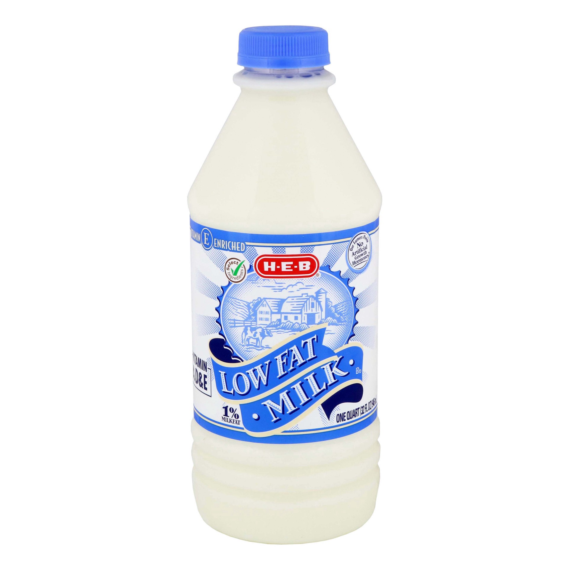 slide 1 of 1, H-E-B 1% Low Fat Milk, 1 qt