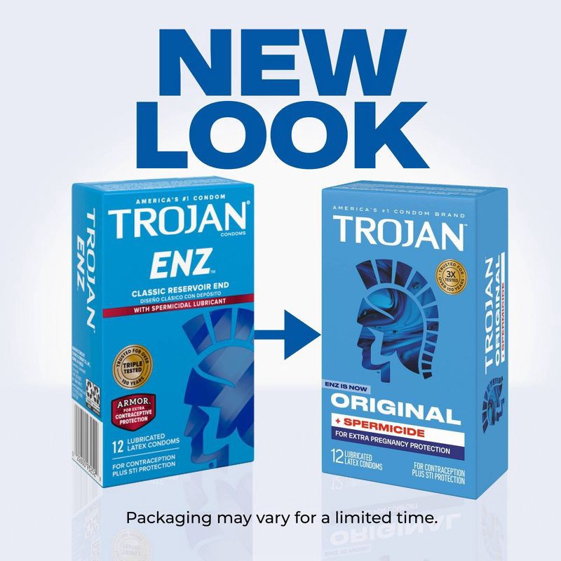 slide 3 of 9, Trojan ENZ Armor Spermicidal Lubricated Latex Condoms - 12ct, 12 ct