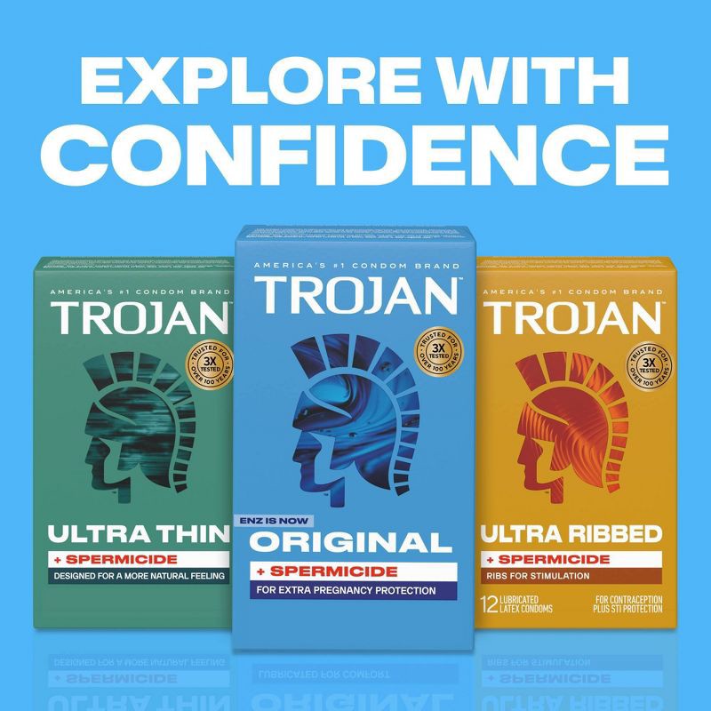 slide 8 of 9, Trojan ENZ Armor Spermicidal Lubricated Latex Condoms - 12ct, 12 ct