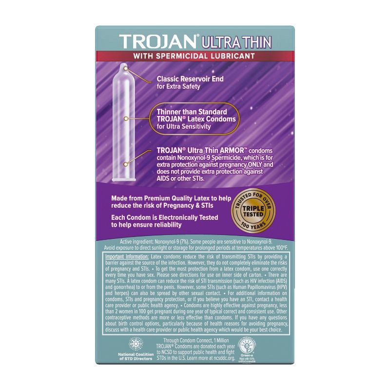 slide 2 of 10, Trojan Armor Ultra Thin Spermicidal Lubricated Latex Condoms - 12ct, 12 ct