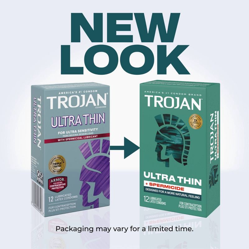 slide 3 of 10, Trojan Armor Ultra Thin Spermicidal Lubricated Latex Condoms - 12ct, 12 ct