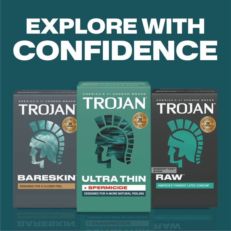 slide 8 of 10, Trojan Armor Ultra Thin Spermicidal Lubricated Latex Condoms - 12ct, 12 ct