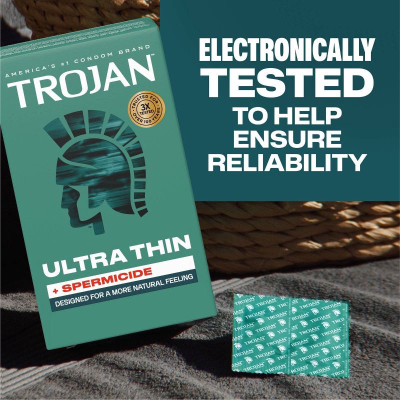slide 9 of 10, Trojan Armor Ultra Thin Spermicidal Lubricated Latex Condoms - 12ct, 12 ct