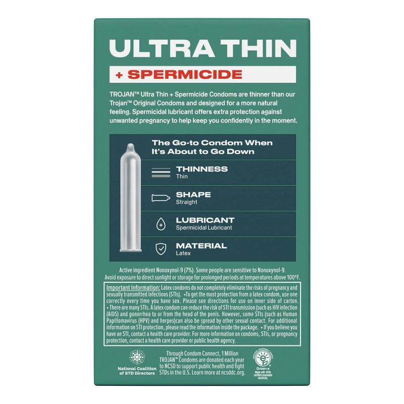 slide 10 of 10, Trojan Armor Ultra Thin Spermicidal Lubricated Latex Condoms - 12ct, 12 ct