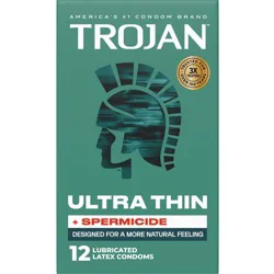Trojan Armor Ultra Thin Spermicidal Lubricated Latex Condoms - 12ct