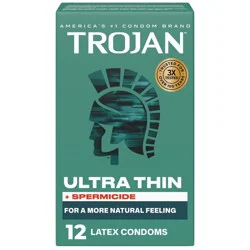 Trojan Armor Ultra Thin Spermicidal Lubricated Latex Condoms - 12ct