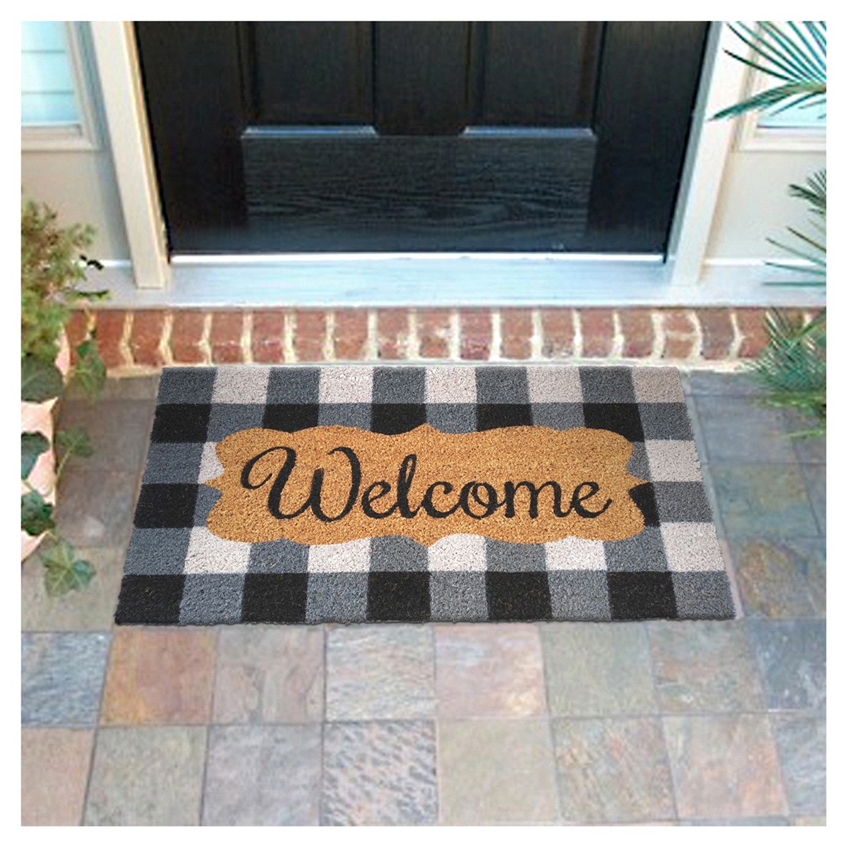 slide 2 of 2, Allure Buffalo Plaid Coir Doormat, 18" x 29", 1 ct