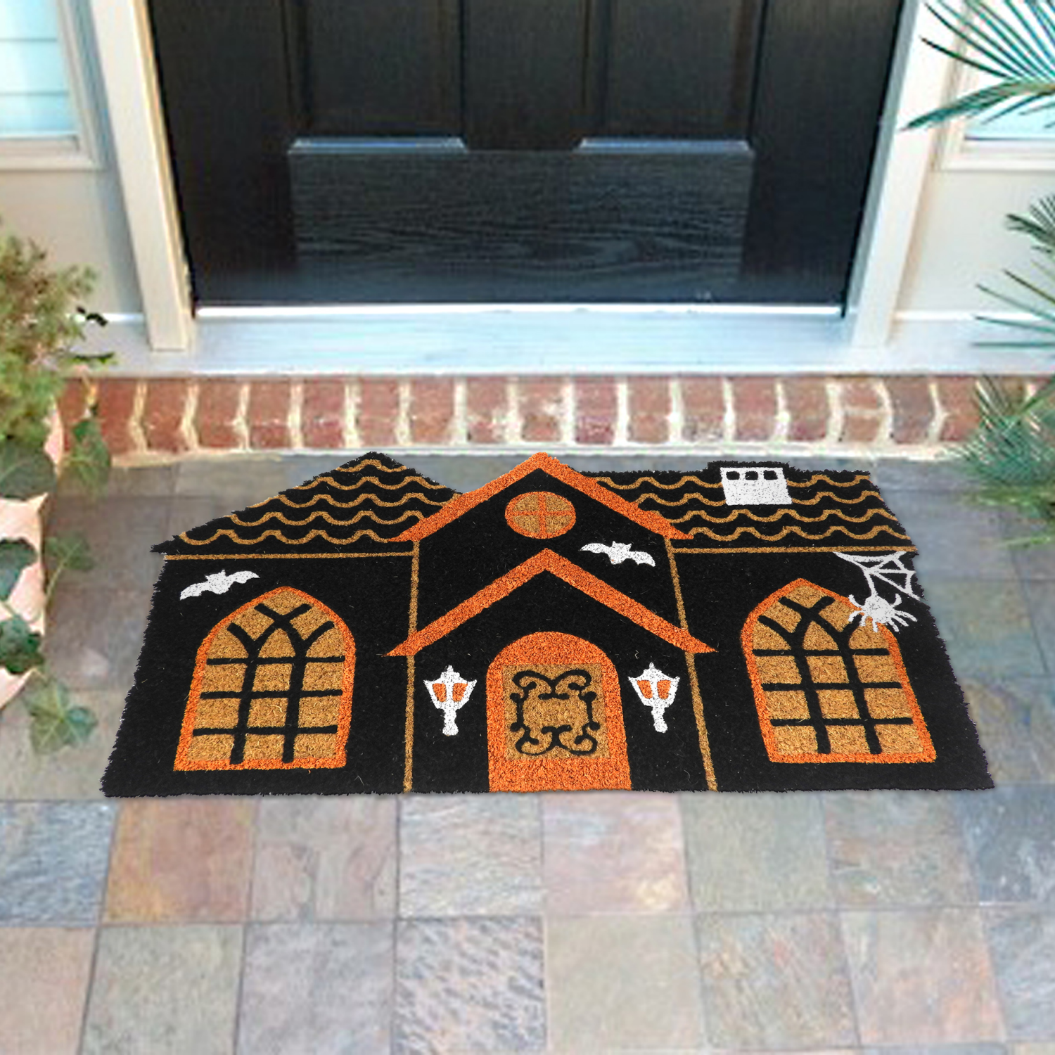 slide 2 of 3, Allure Haunted House Doormat, 17 in x 29 in, Black, 17 x 29 
