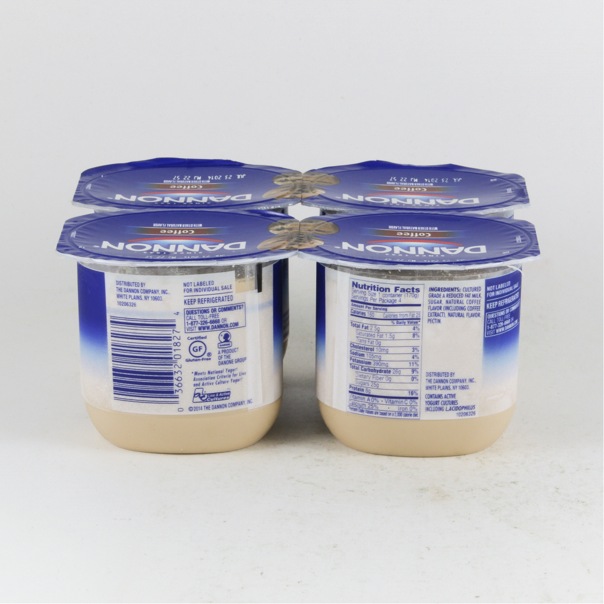slide 3 of 5, Dannon Coffee Low Fat Yogurt Pack, Good Source of Calcium and Protein with the Rich and Creamy Taste of Coffee Flavored Yogurt, 4 Ct, 5.3 OZ Containers, 5.3 oz