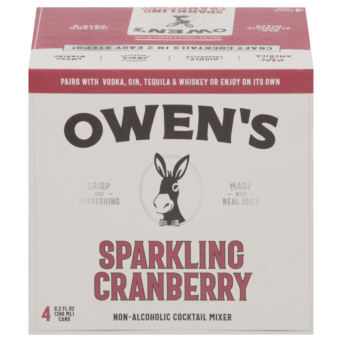 slide 1 of 4, Owen's Non-Alcoholic Sparkling Cranberry Cocktail Mixers 4 - 8.2 fl oz Cans, 4 ct; 8 oz