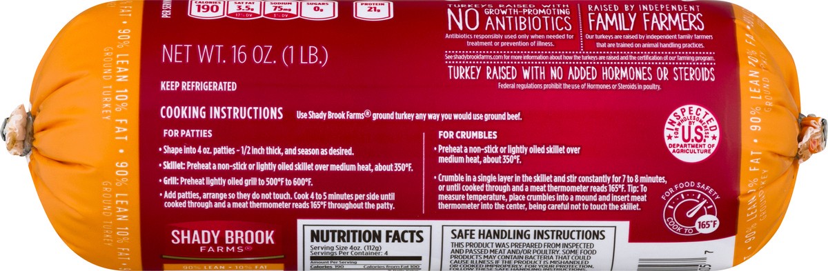 slide 5 of 10, Shady Brook Farms 90% Lean Ground Turkey Roll, 16 oz