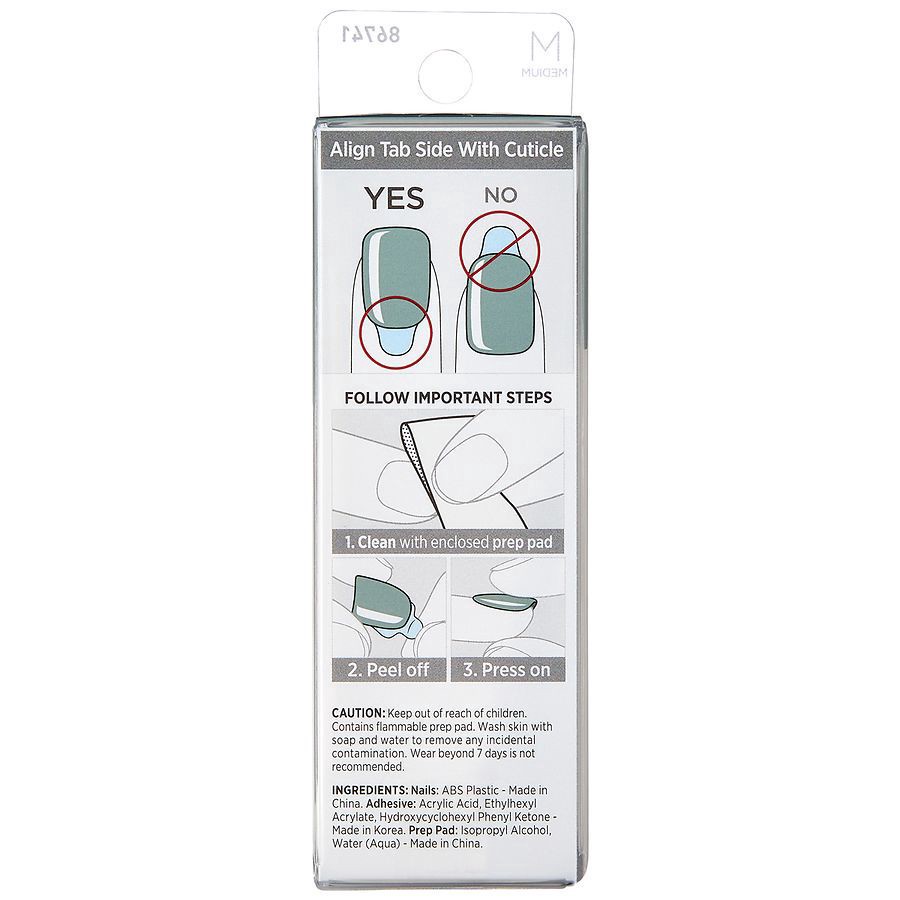 slide 3 of 5, imPRESS KISS imPRESS Color Medium Coffin Press-On Nails, ‘Going Green'', 30 Count, 1 ct