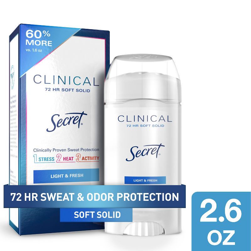 slide 10 of 11, Secret Clinical Strength Solid Antiperspirant & Deodorant for Women - Light & Fresh - 2.6oz, 2.6 oz