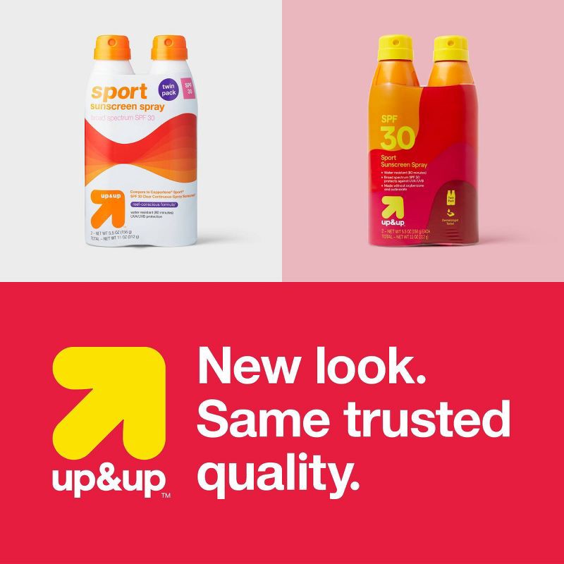 slide 6 of 8, Sport Sunscreen Spray - SPF 30 - 5.5oz/2ct - up&up™, 30 x 5.5 oz, 2 ct