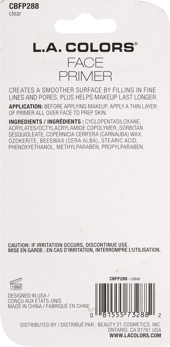 slide 5 of 9, L.A. Colors CBFP288 Clear Face Primer 0.50 fl oz, 1 ct