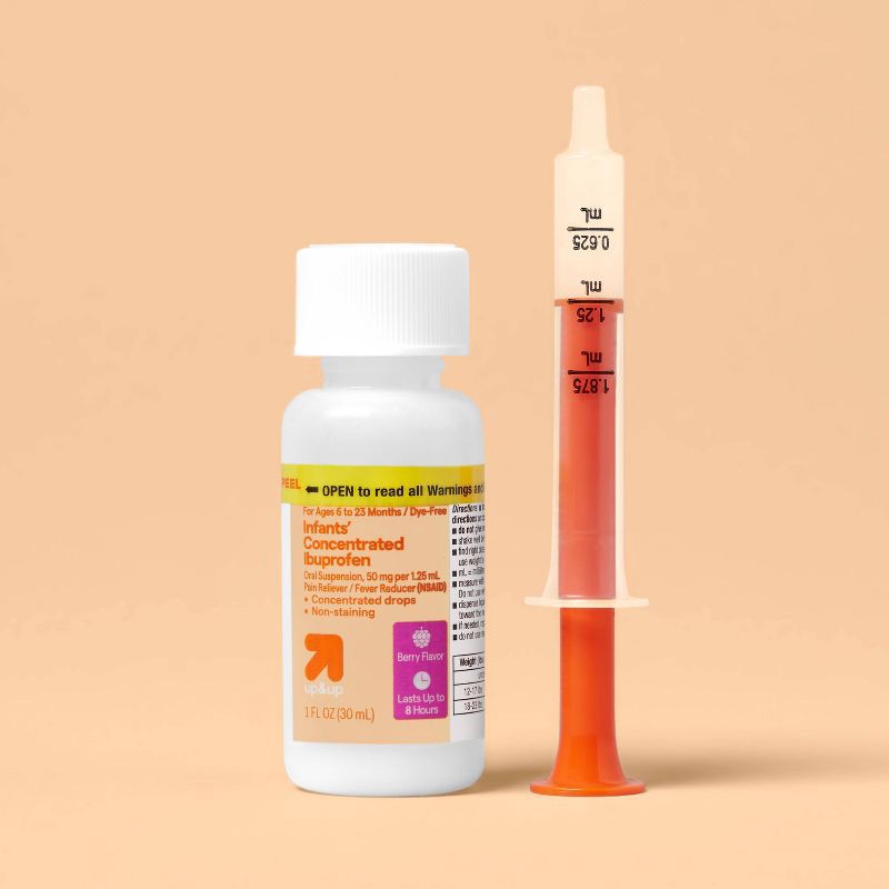 slide 2 of 7, Infants' Concentrated Ibuprofen (NSAID) Oral Suspension Pain & Fever Reducer Liquid - Berry - 1 fl oz - up&up™, 1 fl oz