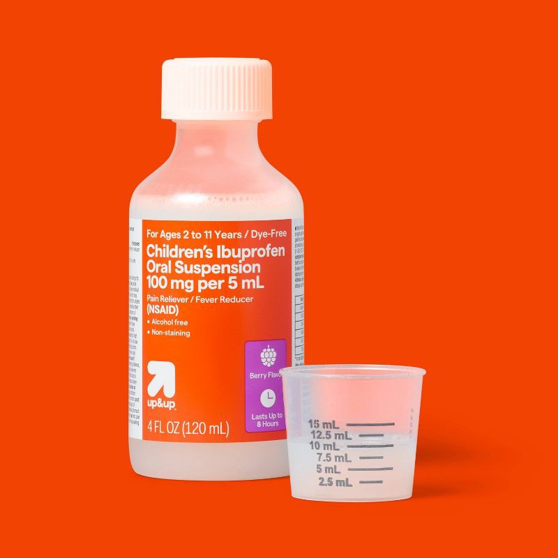 slide 2 of 6, Children's Ibuprofen (NSAID) Oral Suspension Pain Reliever & Fever Reducer Liquid - Berry - 4 fl oz - up&up™, 4 fl oz