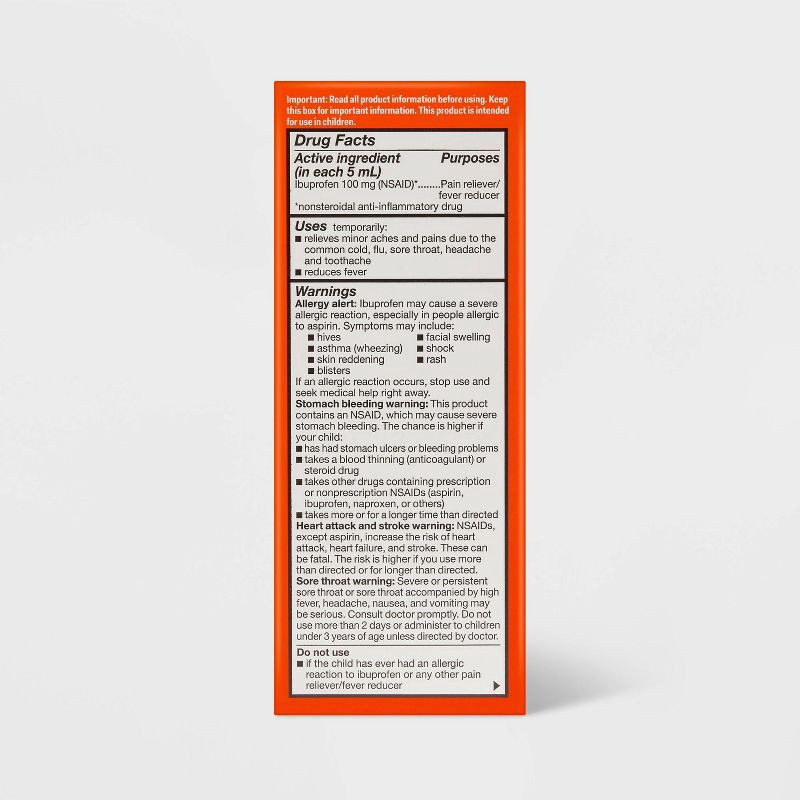 slide 3 of 6, Children's Ibuprofen (NSAID) Oral Suspension Pain Reliever & Fever Reducer Liquid - Berry - 4 fl oz - up&up™, 4 fl oz