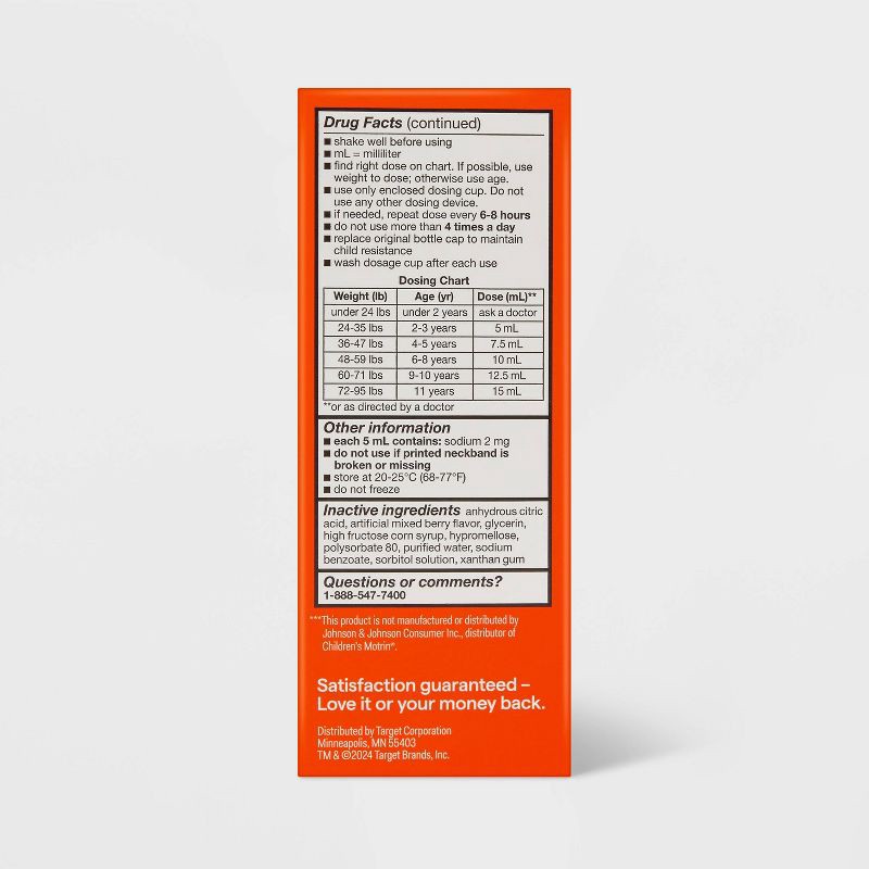 slide 5 of 6, Children's Ibuprofen (NSAID) Oral Suspension Pain Reliever & Fever Reducer Liquid - Berry - 4 fl oz - up&up™, 4 fl oz